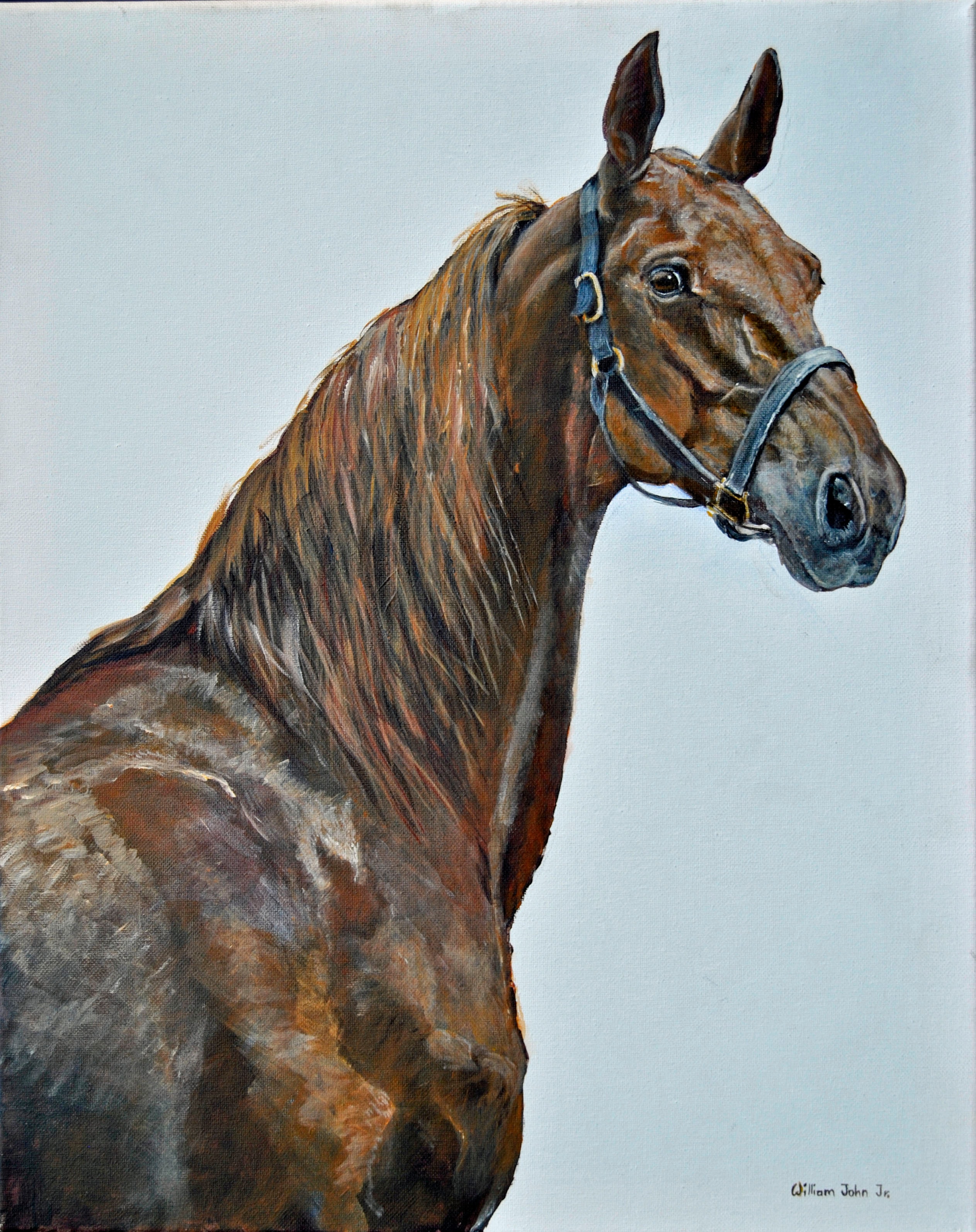 Brown saddlebred horse portrait — painting by William John Jr.